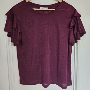 Ricki's flutter‎ sleeve knit top berry purple